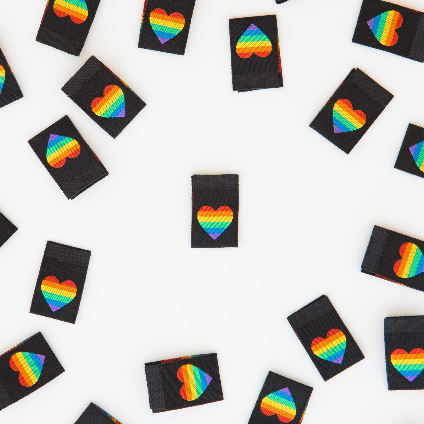 Pride Rainbow Heart Woven Label