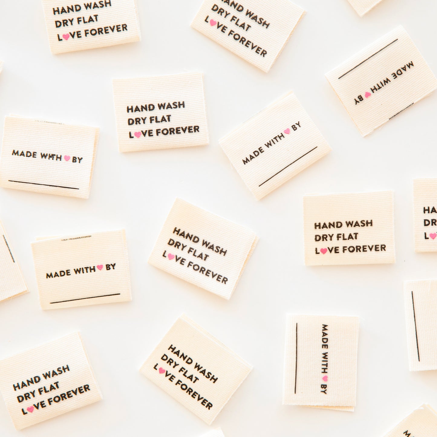 Hand Wash Dry Flat Organic Cotton Labels